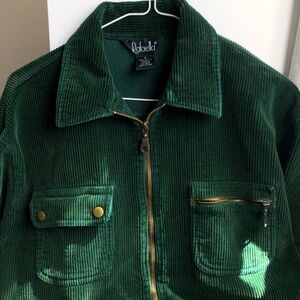 Rafaella Dark Green Wide Wale Corduroy Zip Jacket